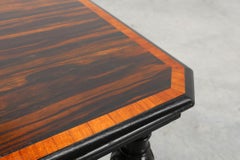 19th Century English side table with geometric wood inlay by John Taylor & Sons