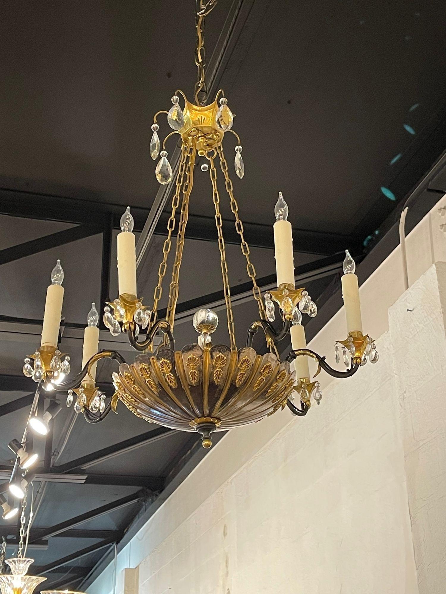 19th Century English Silver and Bronze 7 Light Chandelier For Sale 1