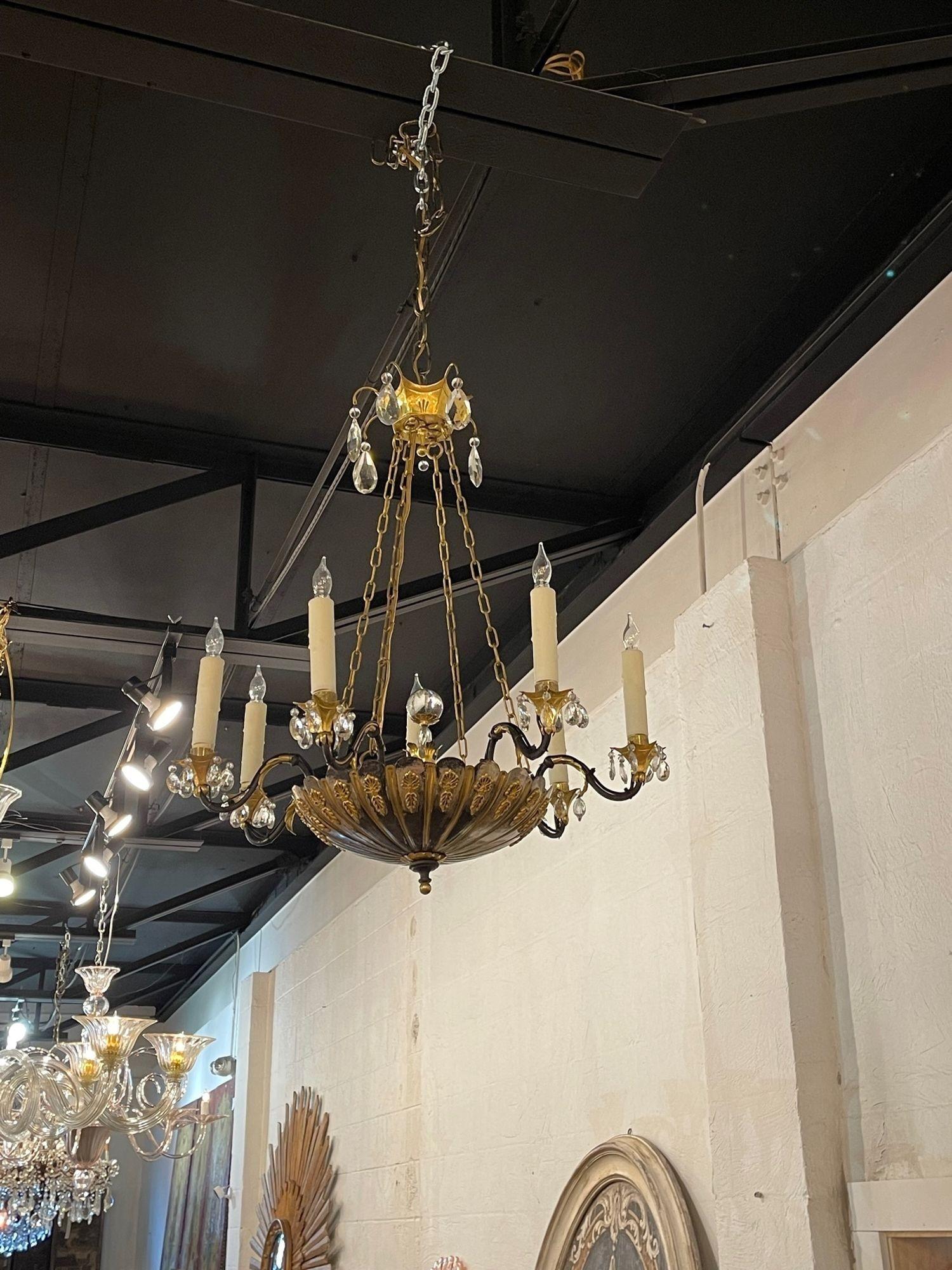 19th Century English Silver and Bronze 7 Light Chandelier For Sale 2