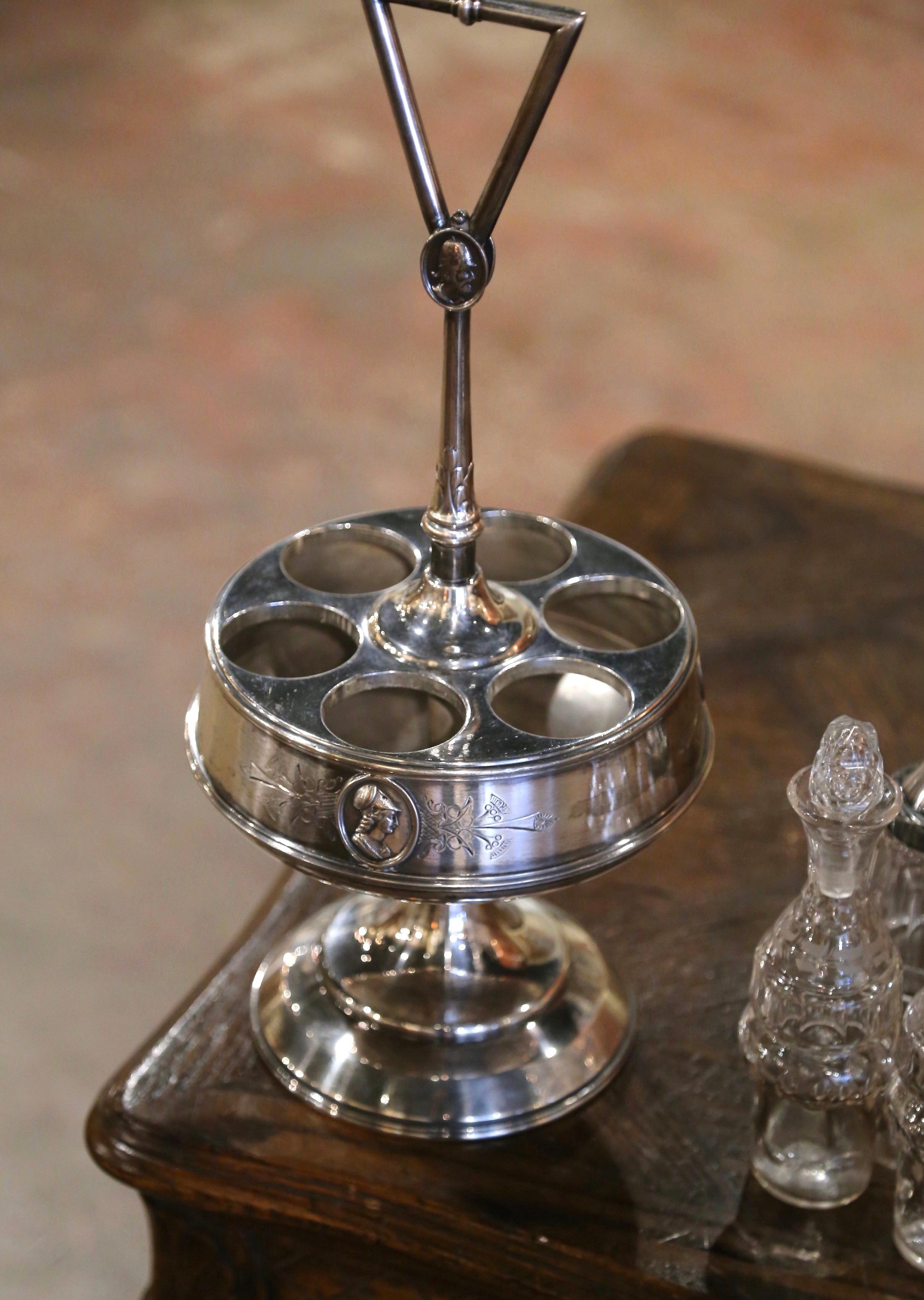 19th Century English Silver and Crystal Cruet Set Complete with Six Bottles For Sale 4