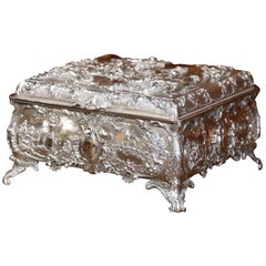 19th Century English Silver on Copper Embossed Sheffield Jewelry Casket Box