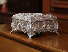 19th Century English Silver on Copper Embossed Sheffield Jewelry Casket Box