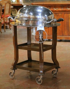 19th Century English Silver Plate and Mahogany Roast Beef Trolley