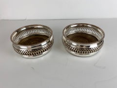 19th Century English Silver Plate Wine Coasters- Set of 2