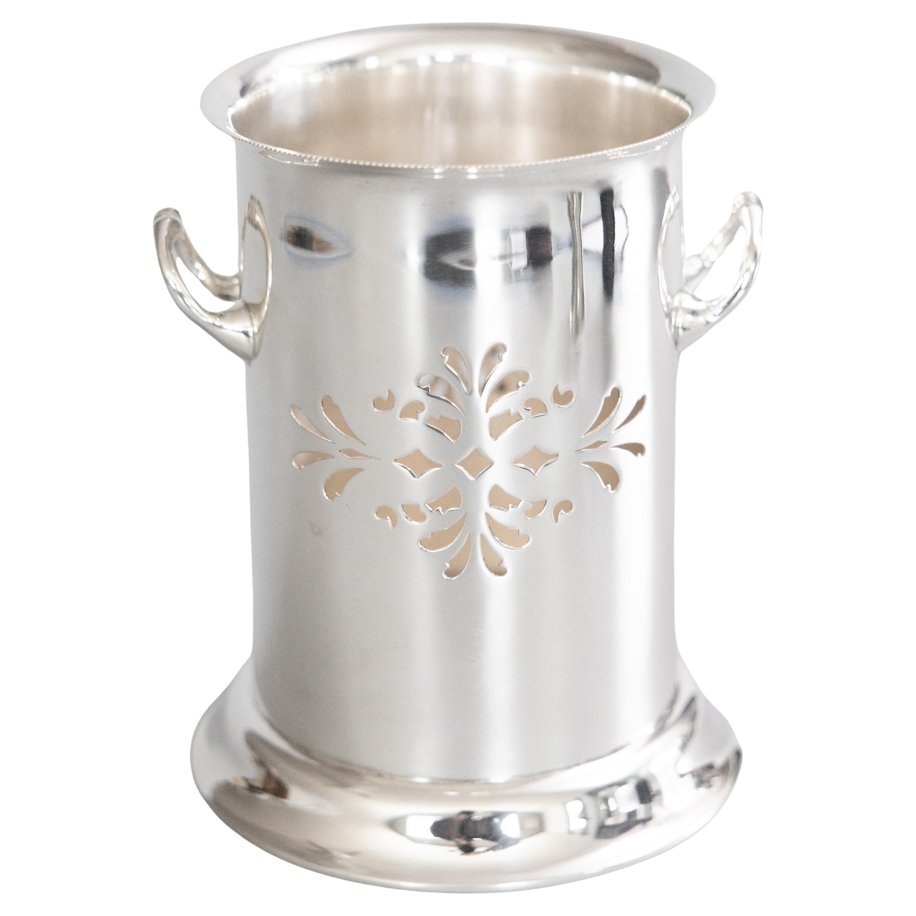 19th Century English Silver Plate Wine Coaster Caddy Bottle Holder For Sale
