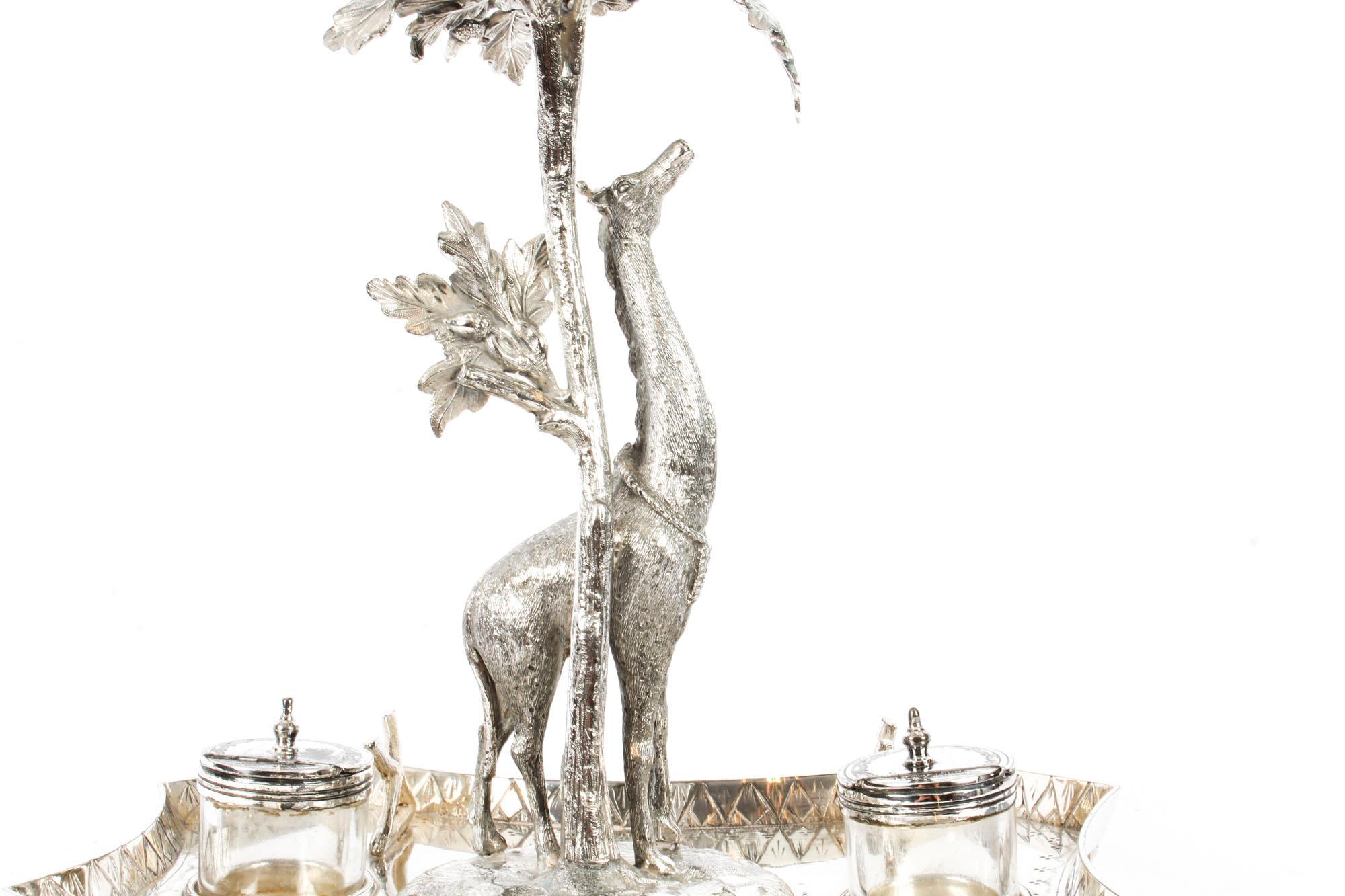 19th Century English Silver Plated Giraffe Desk Set James Deakin & Sons 3