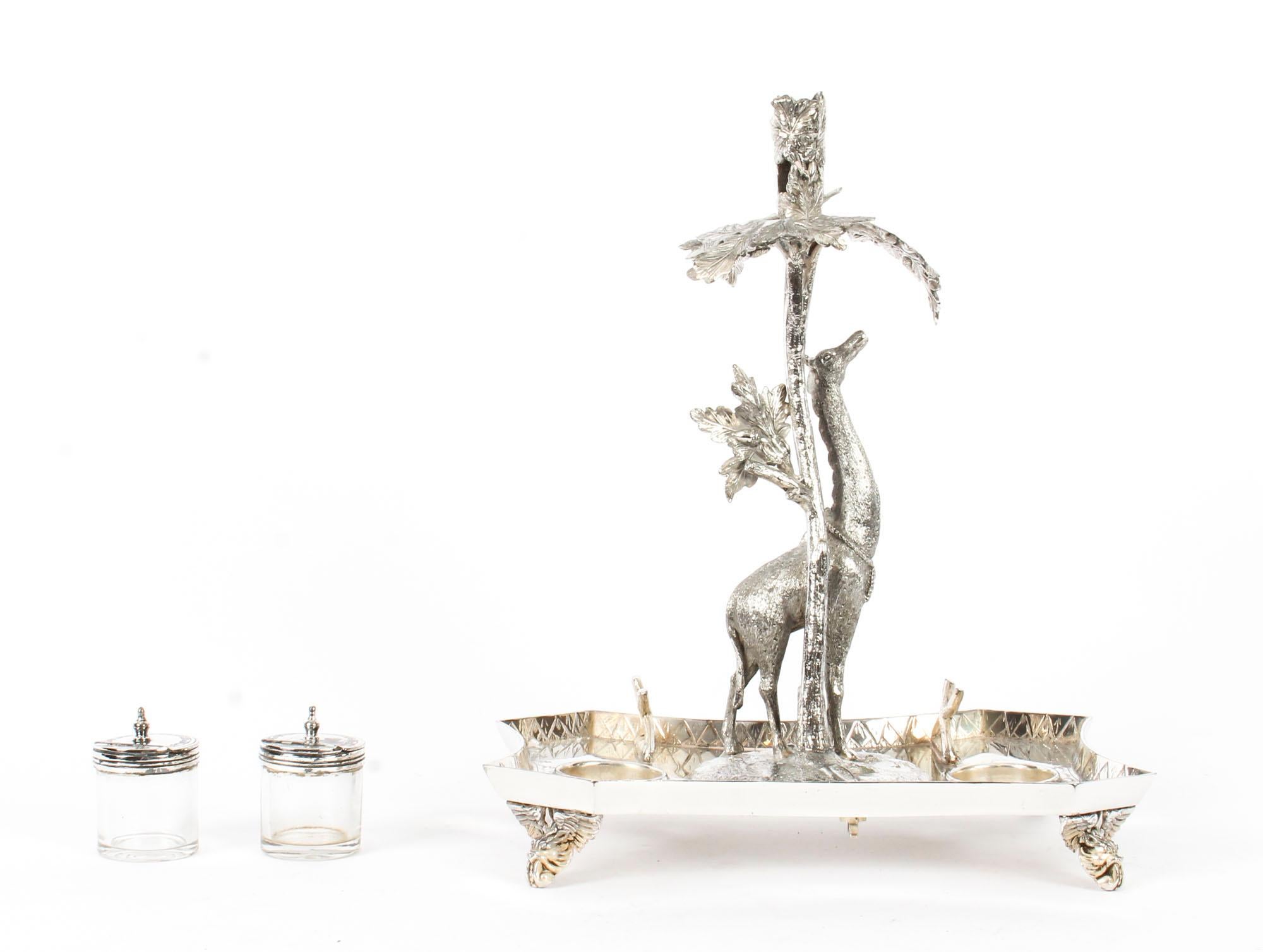19th Century English Silver Plated Giraffe Desk Set James Deakin & Sons 4