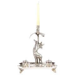 19th Century English Silver Plated Giraffe Desk Set James Deakin & Sons