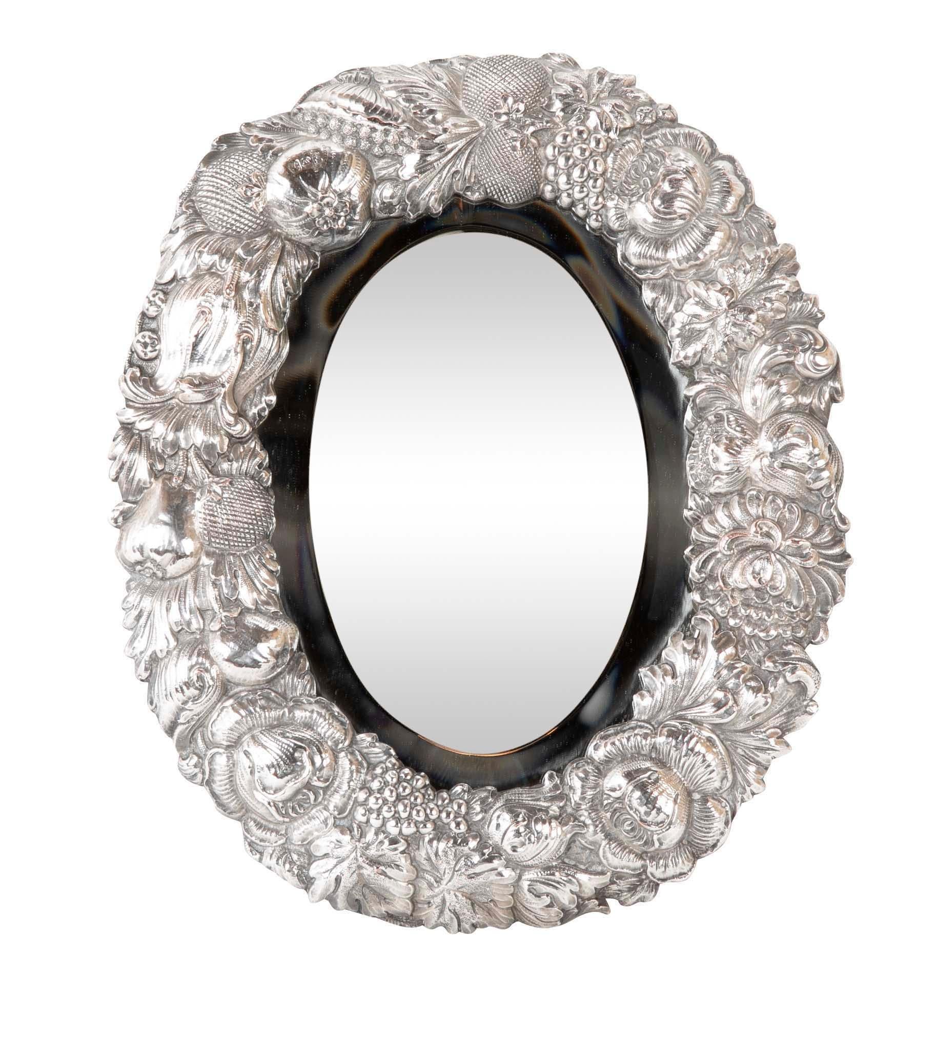 19th Century English Silver Plated Oval Table Mirror For Sale 5