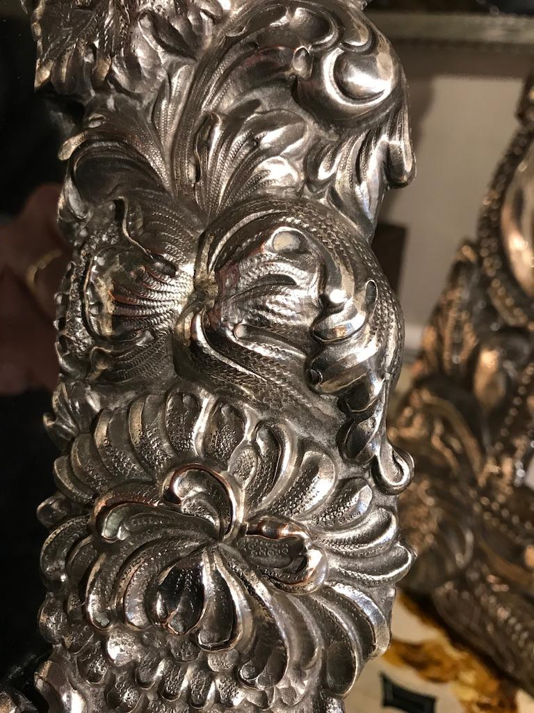 19th Century English Silver Plated Oval Vanity Mirror 6