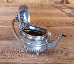 19th Century English Silver Teapot with English Wooden Lid and Handle