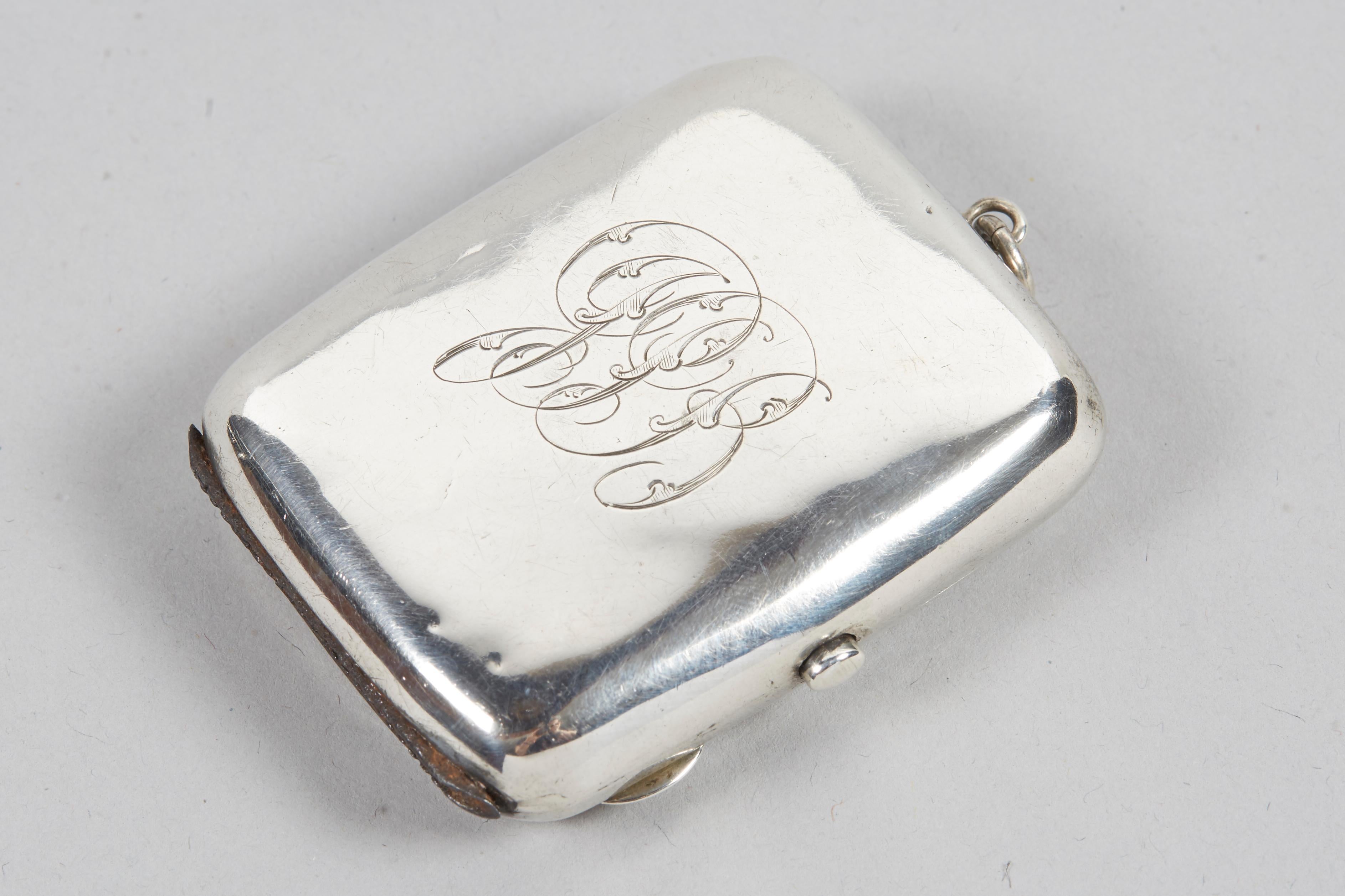 Mid-19th Century 19th Century English Silver Vesta Case, Pocket Match Safes for Shabbat Lights