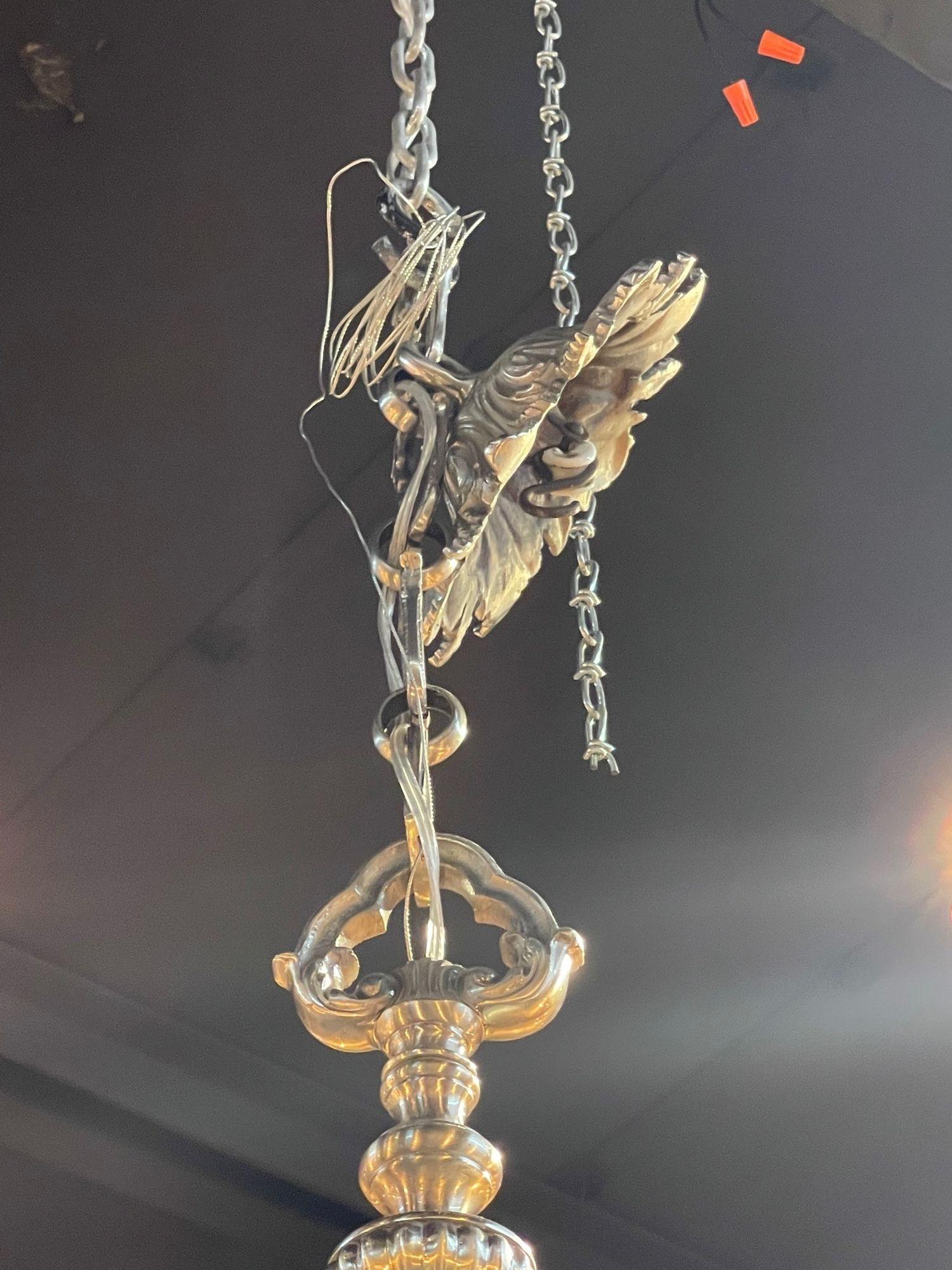 19th Century English Silvered Bronze Chandelier with 8 Lights For Sale 4