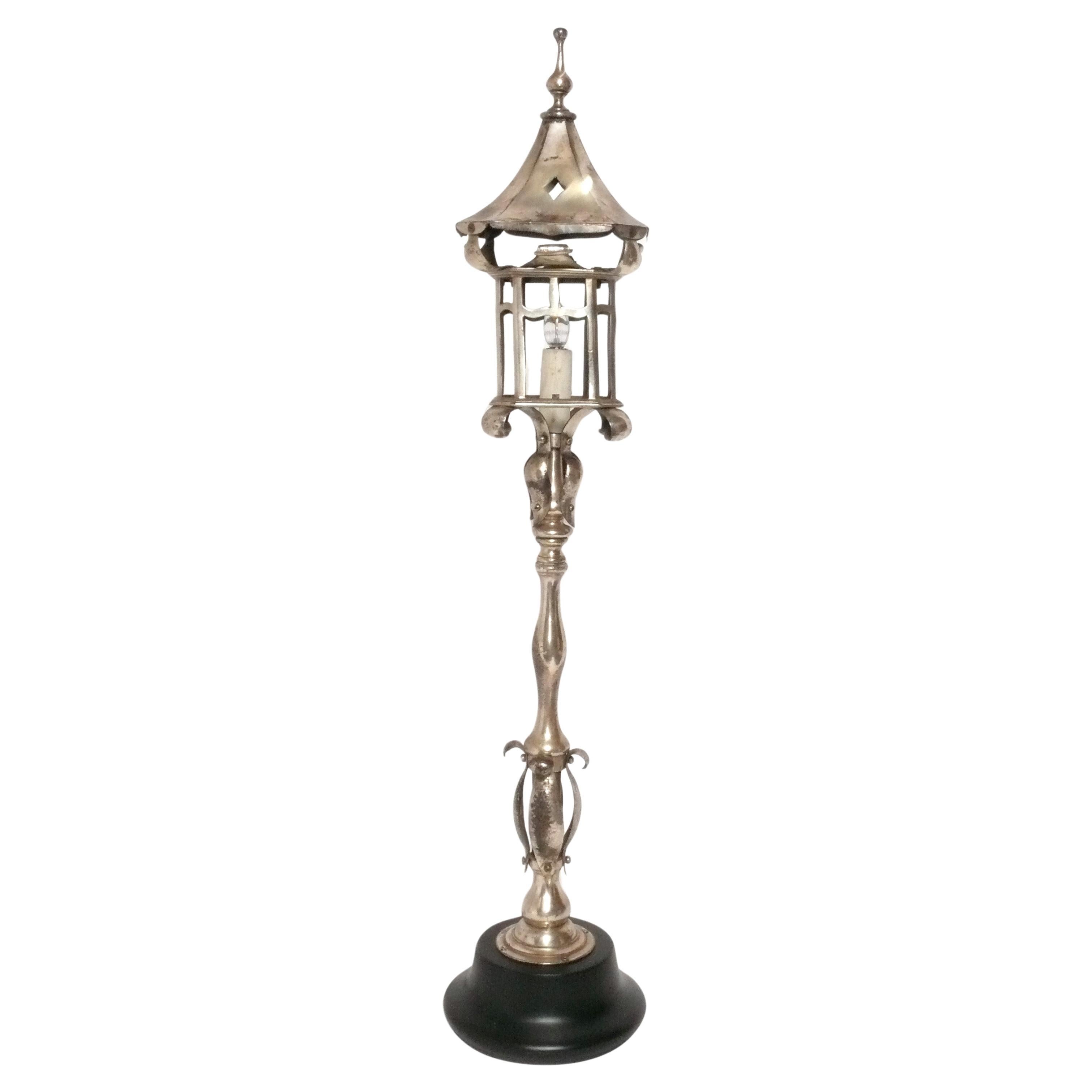 19th Century English Silverplate Lamp For Sale