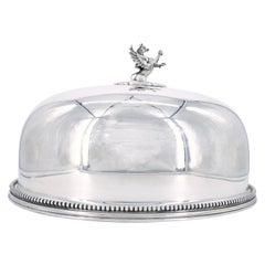 Cupola per carne inglese del XIX secolo in silverplate con manico a forma di dragone