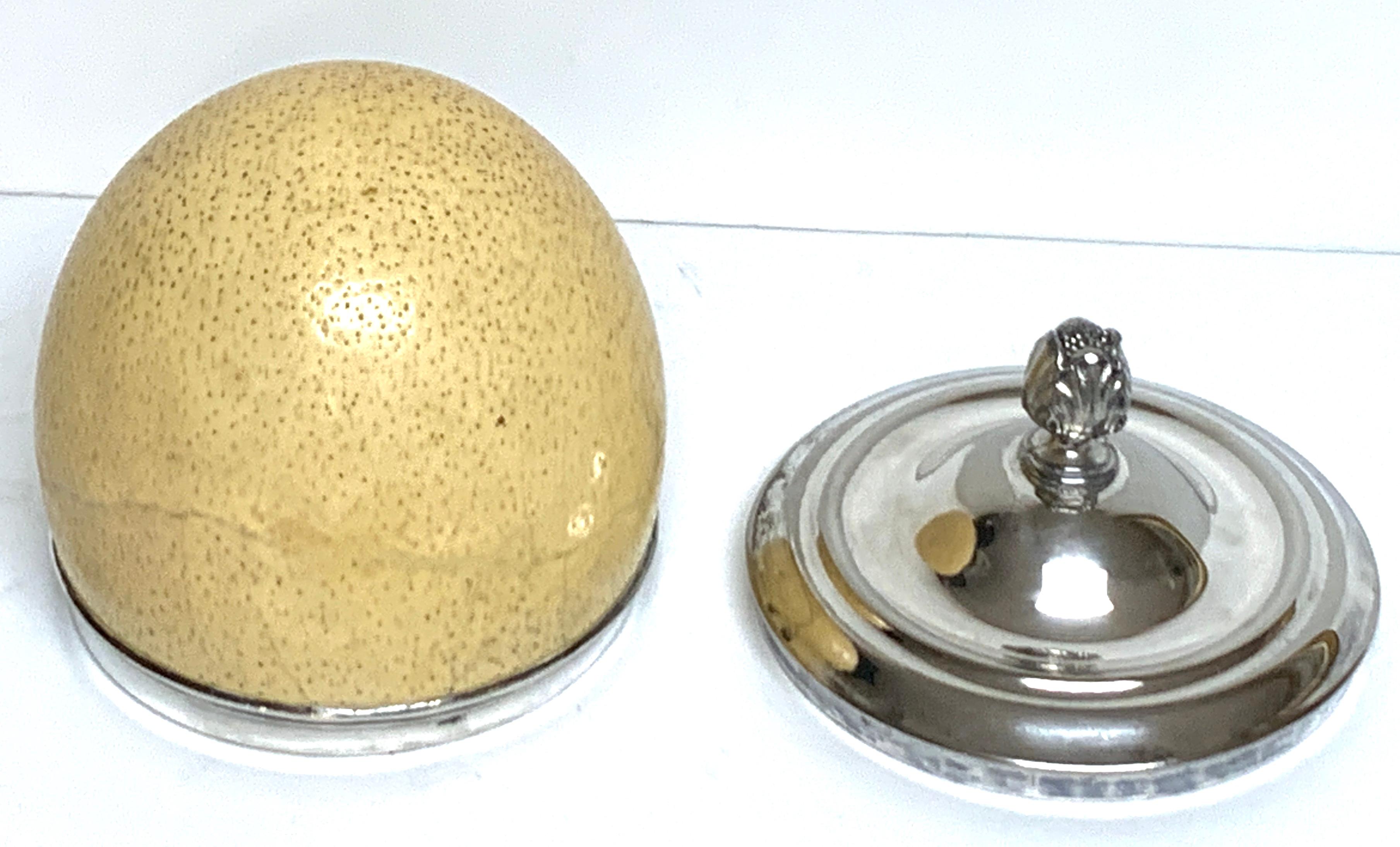 19th Century English Silver Plated Ostrich Egg Box Attributed to Elkington & Co. For Sale 5