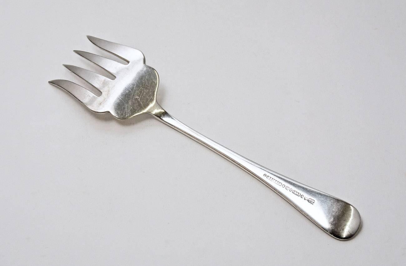 High Victorian 19th Century English Silverplated Serving Fork For Sale