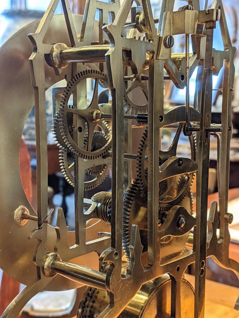 19th Century English Skeleton Clock, Single Chain Fusee Movement For