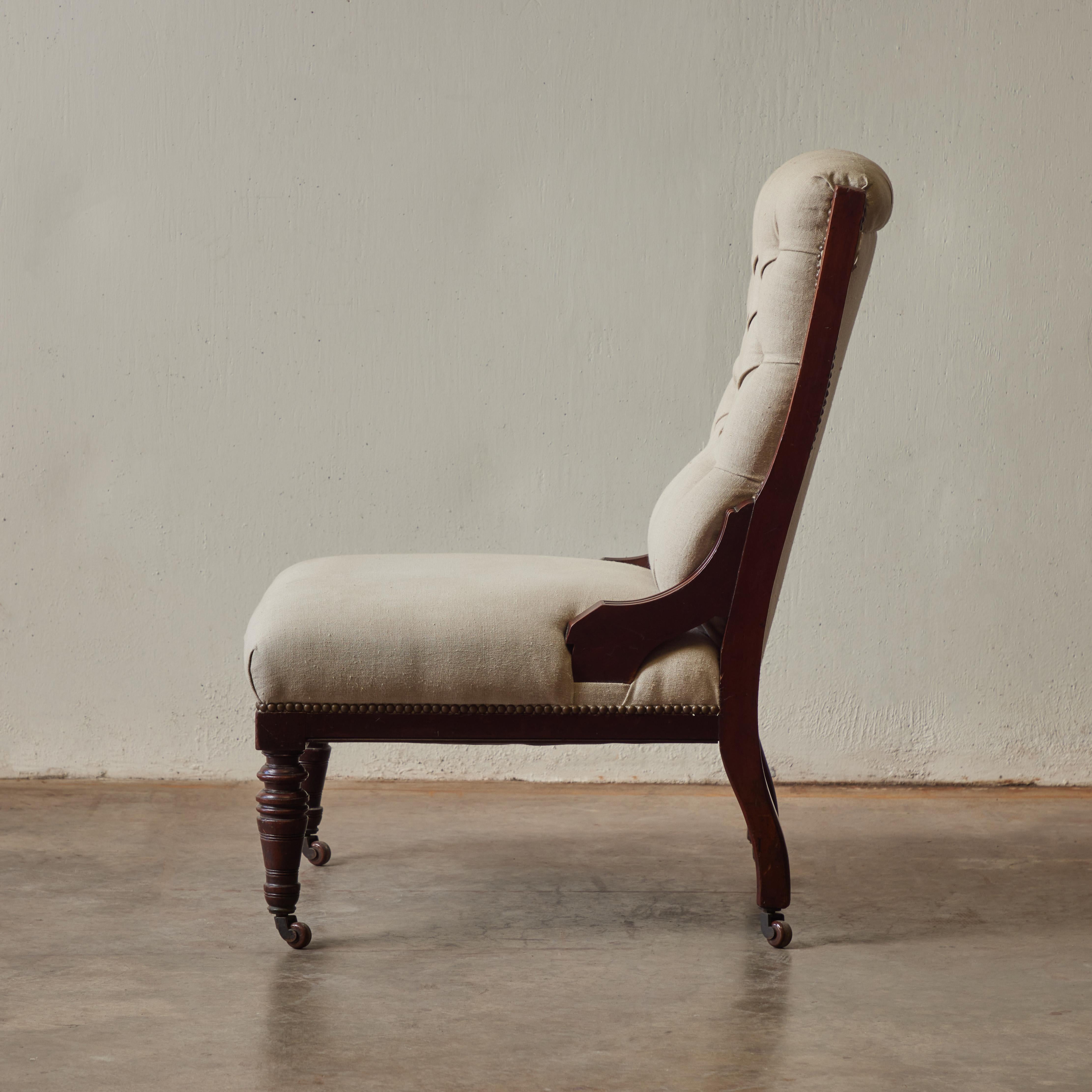 Englischer Sessel ohne Armlehne aus dem 19. Jahrhundert im Zustand „Gut“ im Angebot in Los Angeles, CA