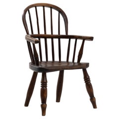19th Century English Small Spindle-Back Wooden Armchair