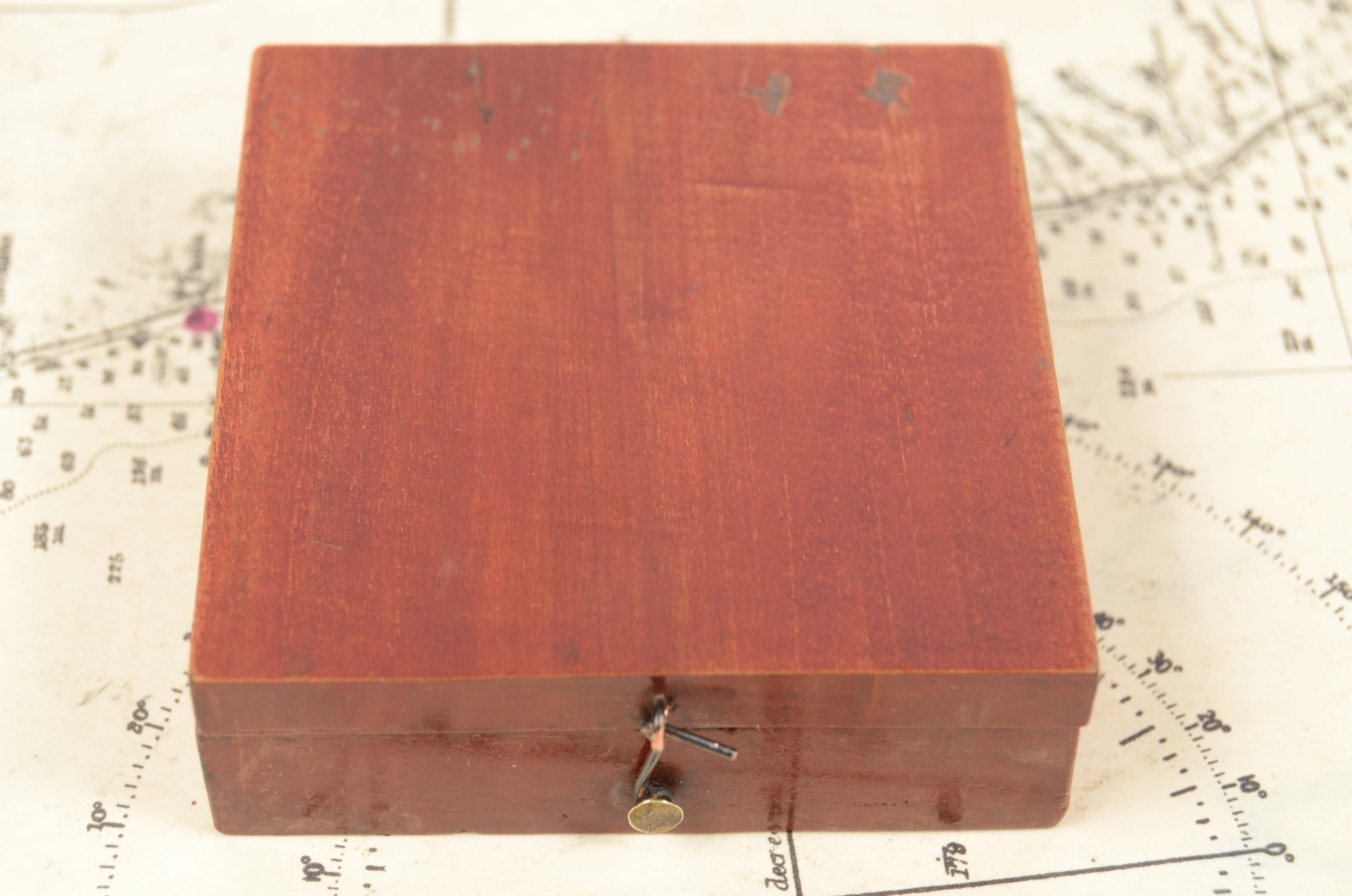 19th Century English Small Wood Pocket Travel Compass Card with 16 Winds 7