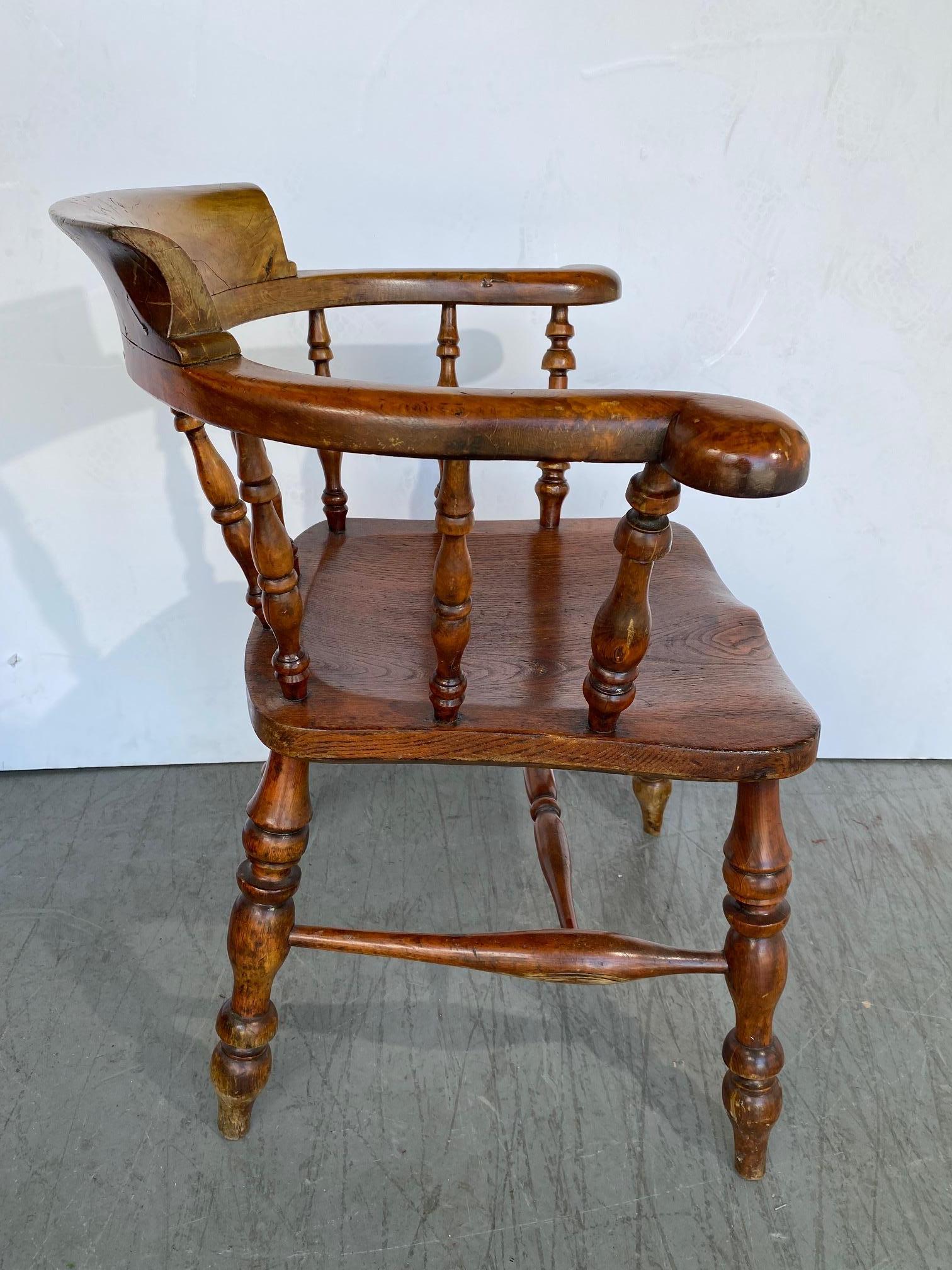 Beech 19th Century English Smokers Bow Chairs Set of 4 For Sale