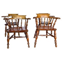 19th Century English Smokers Bow Chairs Set of 4