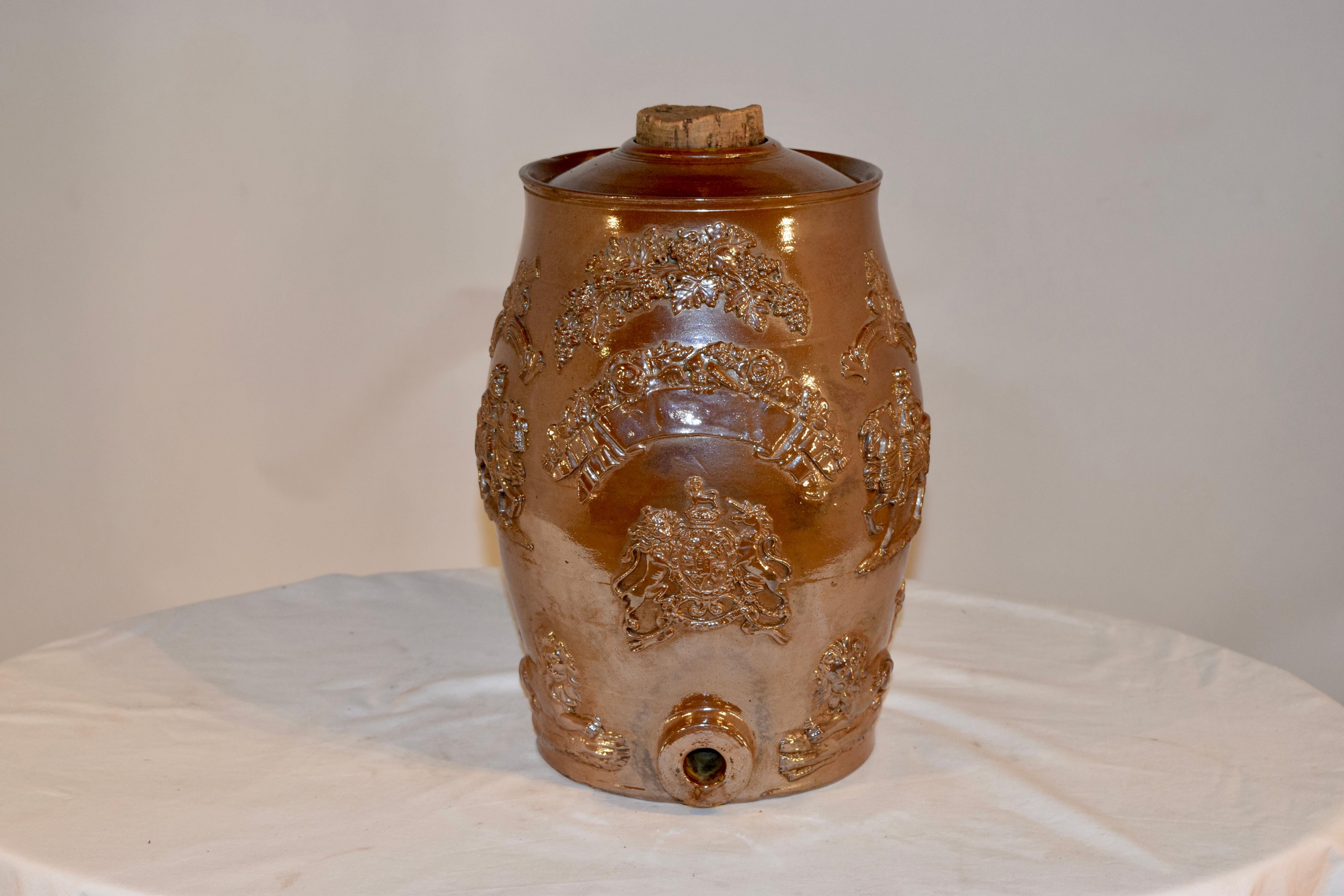 Glazed 19th Century English Spirit Barrel For Sale