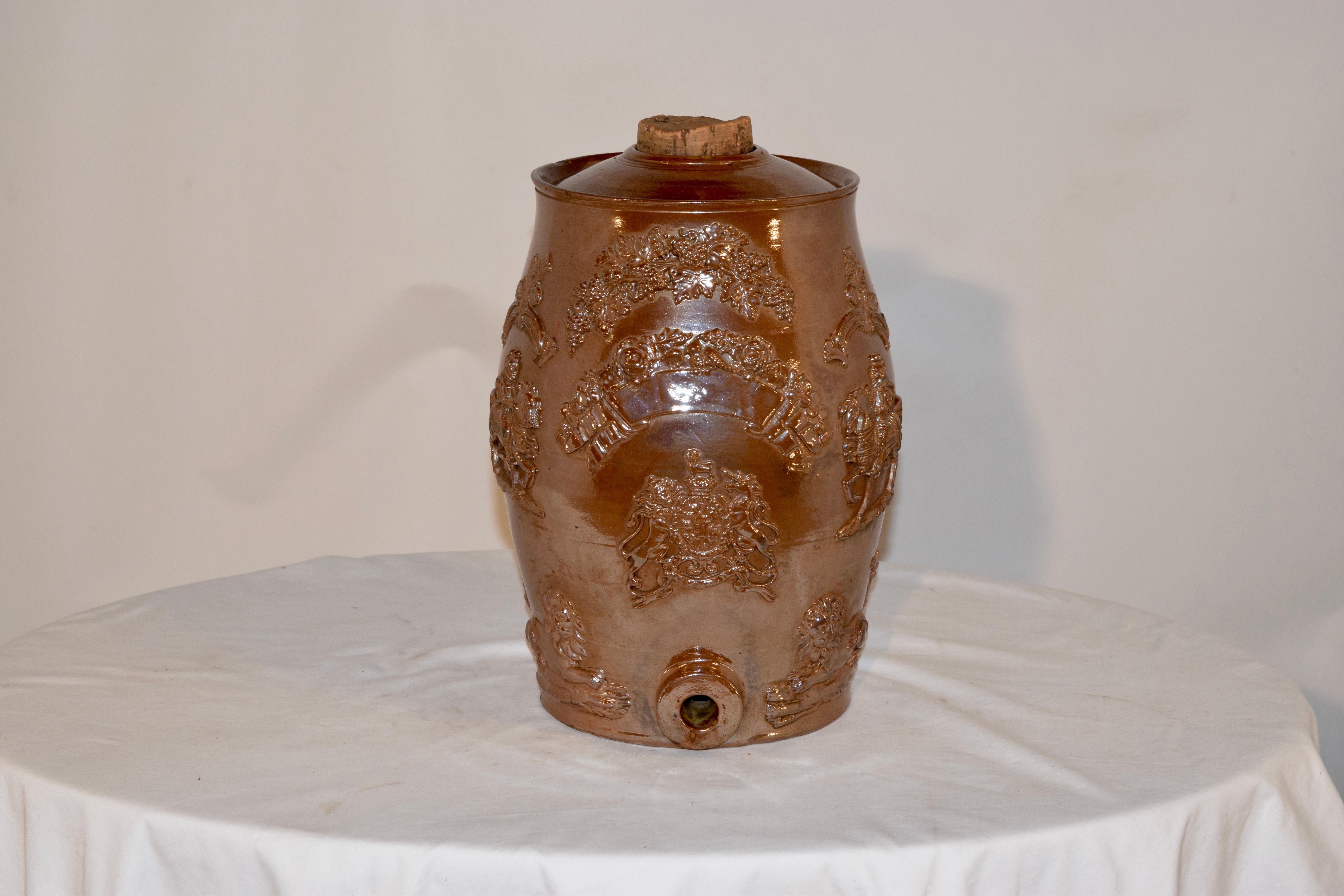 Stoneware 19th Century English Spirit Barrel For Sale
