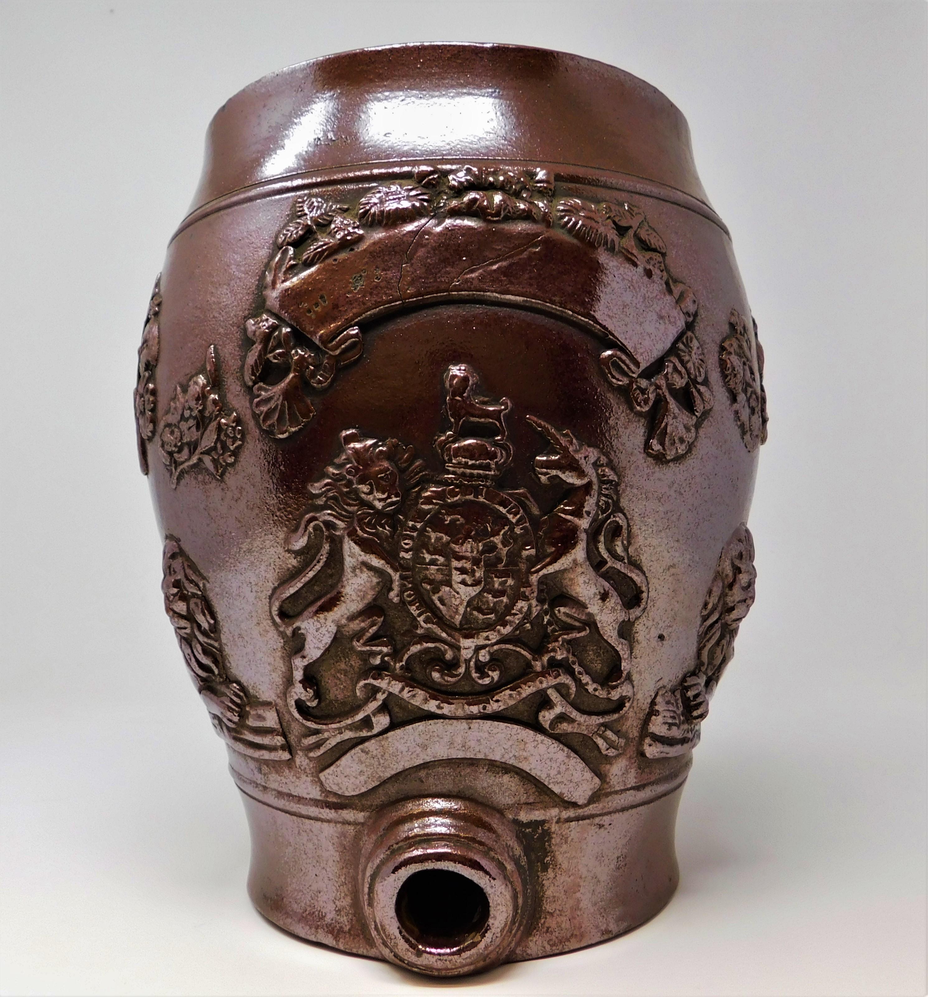 19th Century English Spirit Barrel Stoneware Pottery Liquor Cask 6