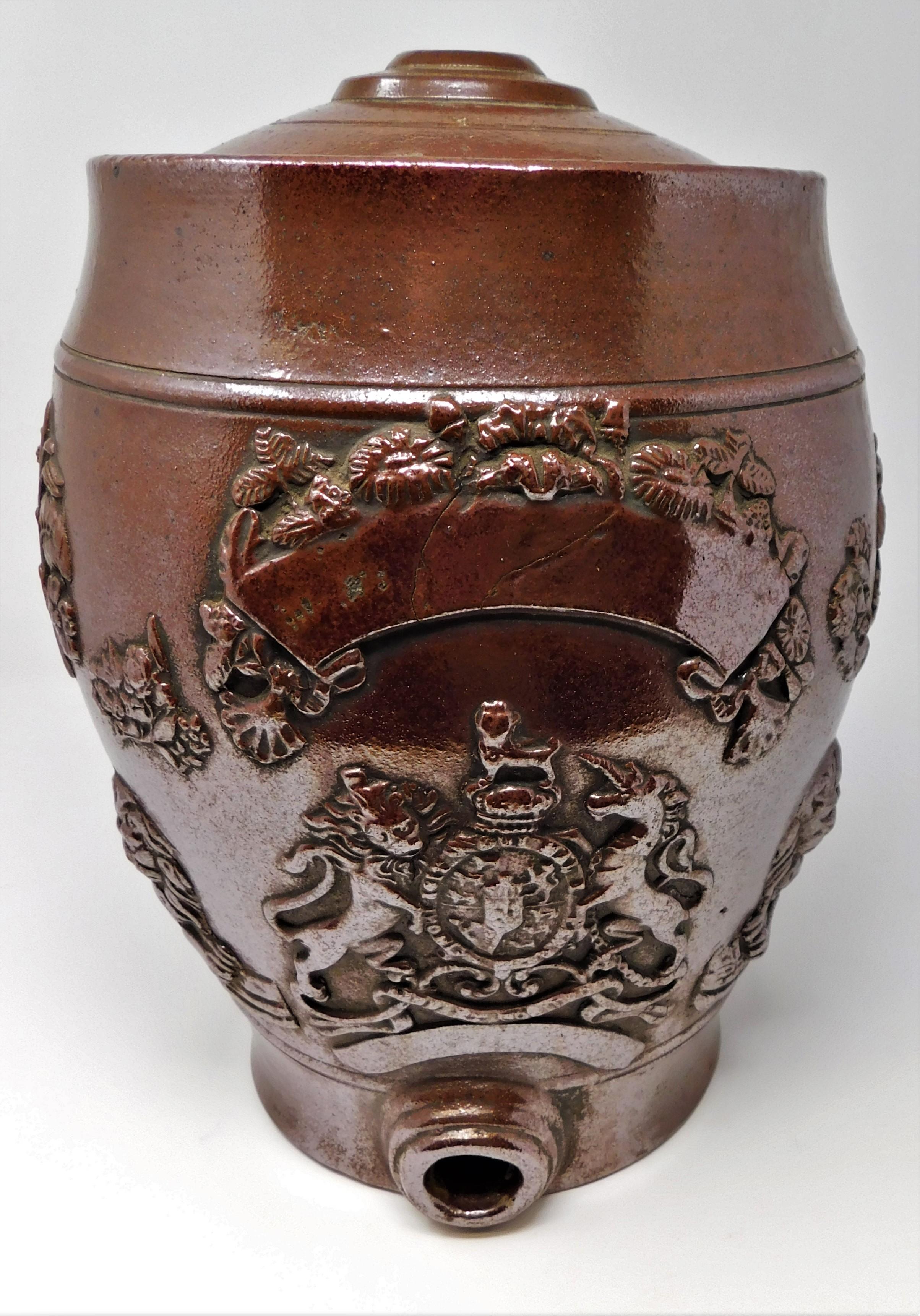 19th Century English Spirit Barrel Stoneware Pottery Liquor Cask 8
