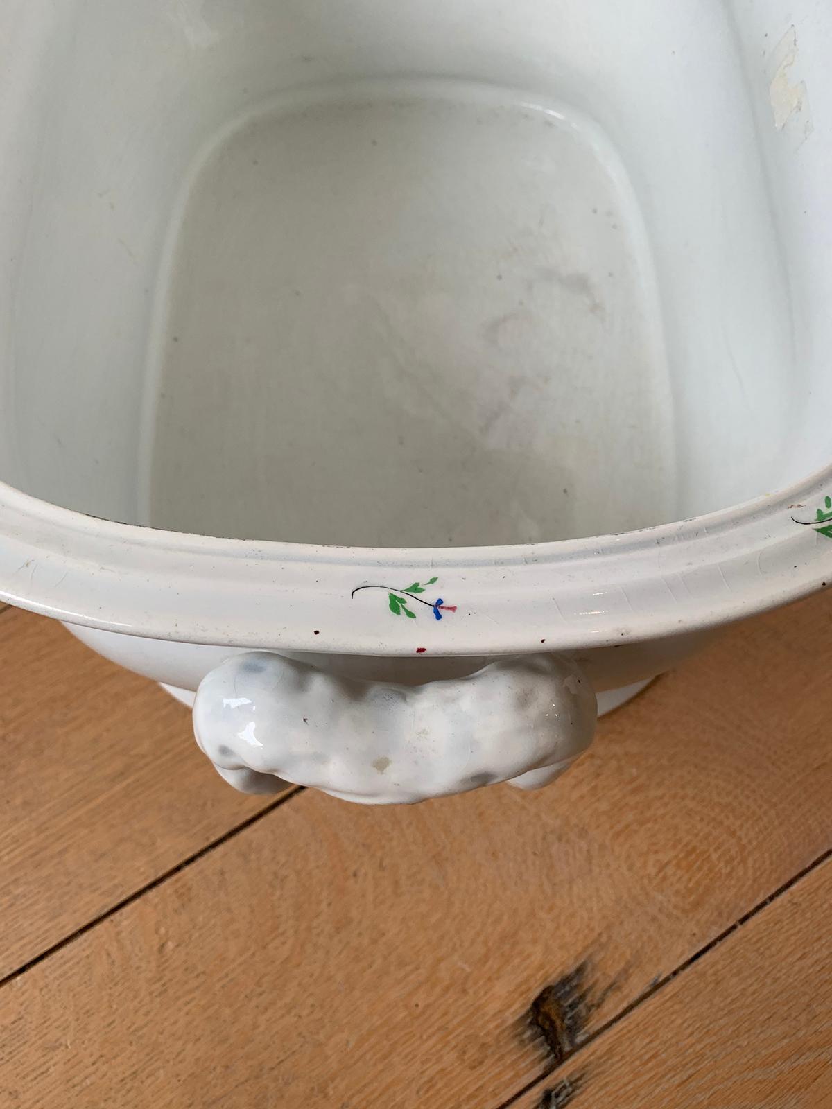 19th Century English Sprigware Porcelain Foot Bath, Unmarked For Sale 7