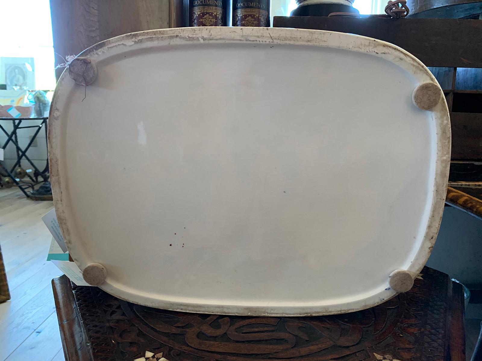 19th Century English Sprigware Porcelain Foot Bath, Unmarked For Sale 6