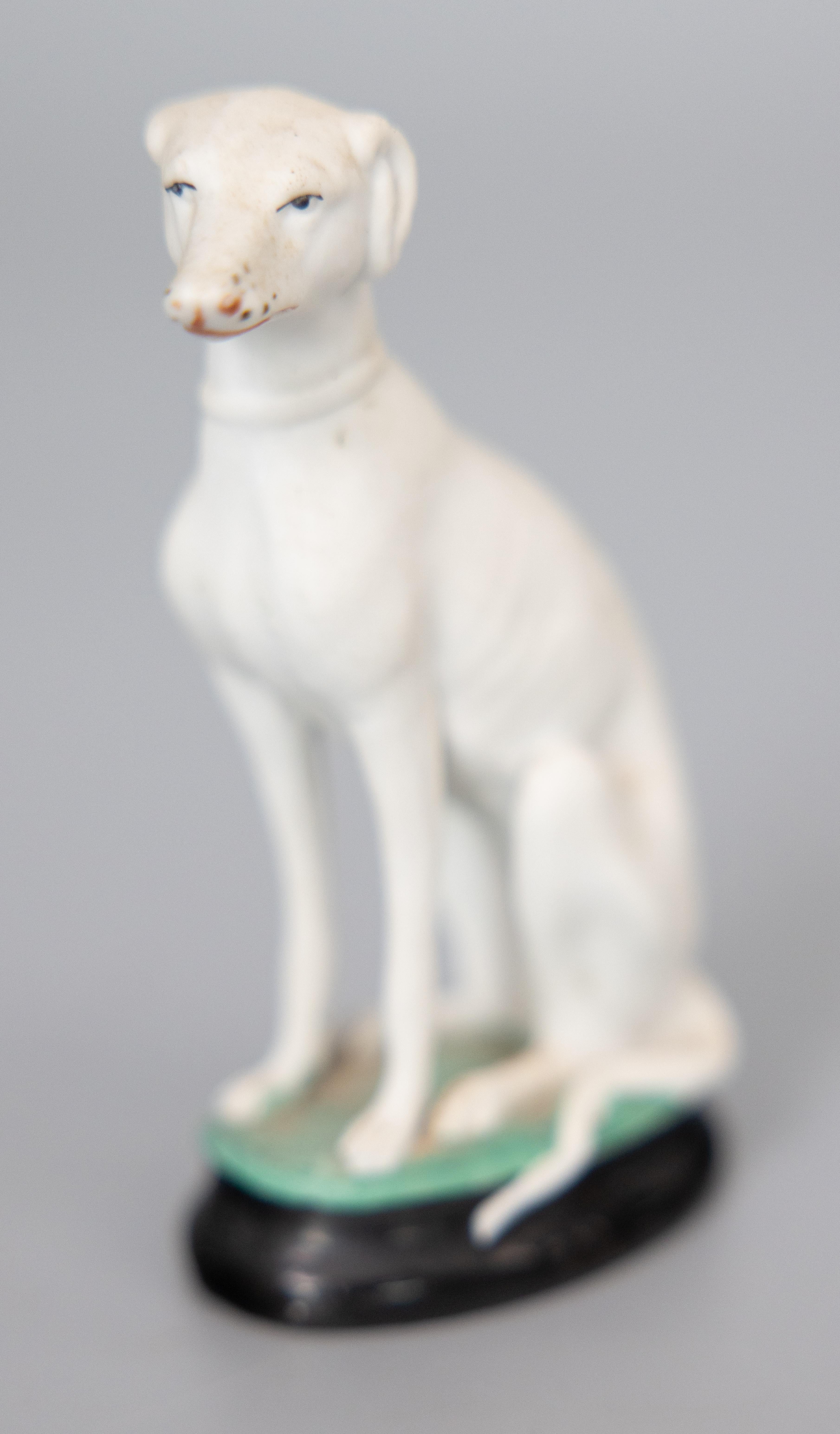 19th Century English Staffordshire Bisque Whippet Greyhound Dog In Good Condition For Sale In Pearland, TX