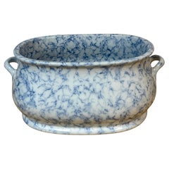 Antique 19th Century English Staffordshire Blue & White Marbleized Neoclassical Footbath