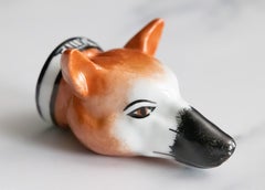 19th Century English Staffordshire Equestrian Fox Stirrup Cup