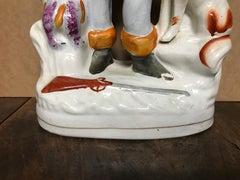 19th Century English Staffordshire Hunter with Dog, Rabbits and Game