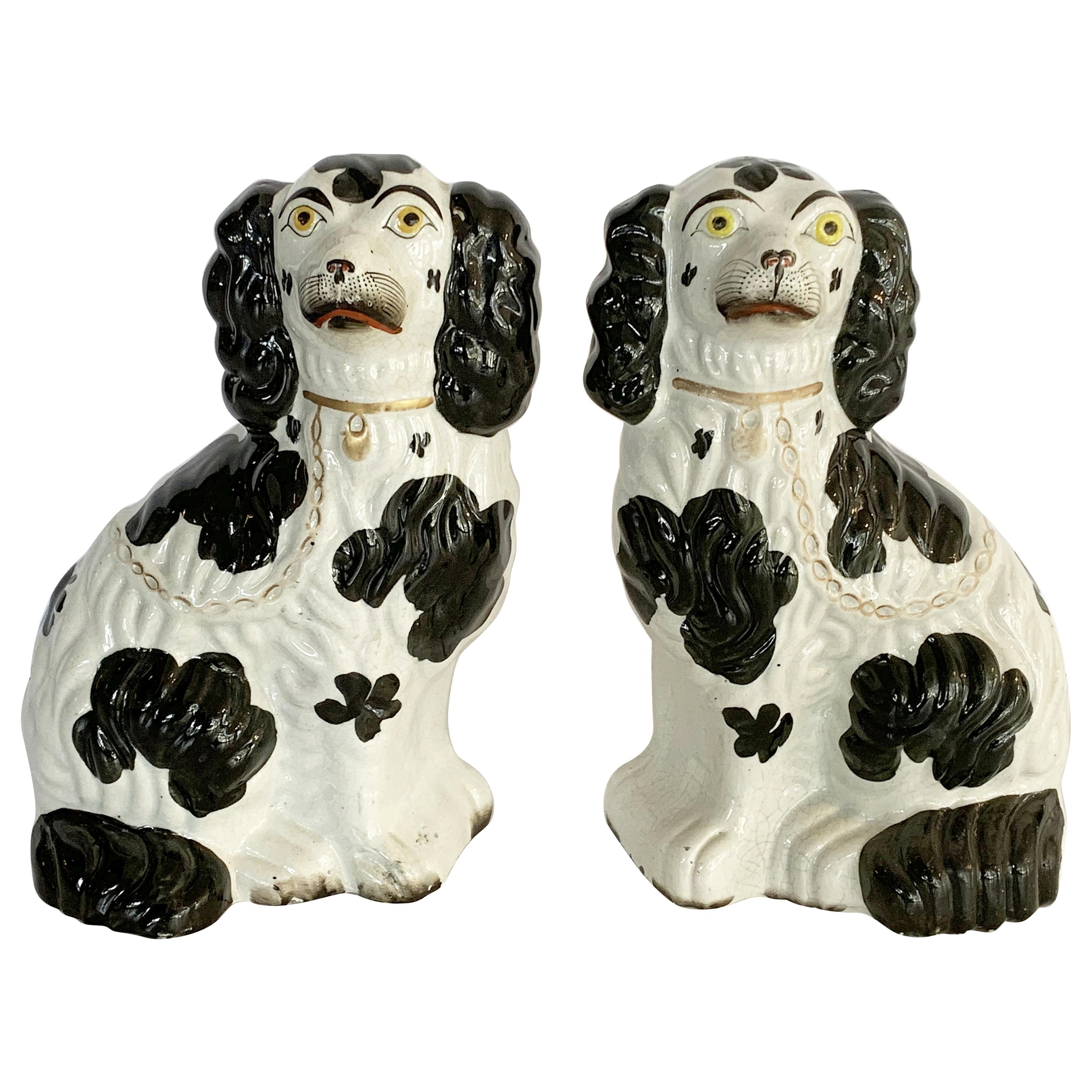 19th Century English Staffordshire King Charles Spaniels (Priced as a Pair)