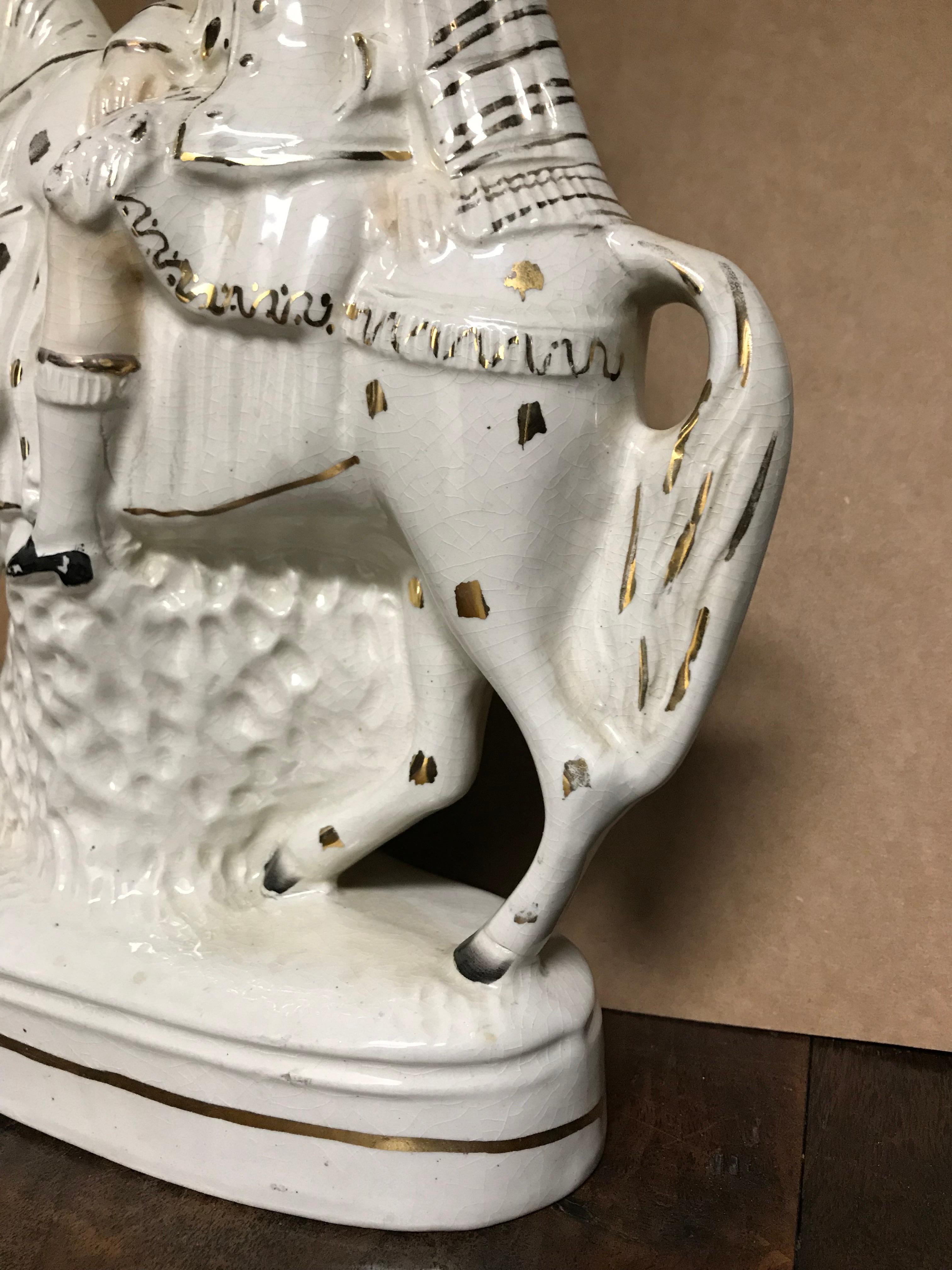 Victorian 19th Century English Staffordshire Scottish Hunter on Horseback For Sale