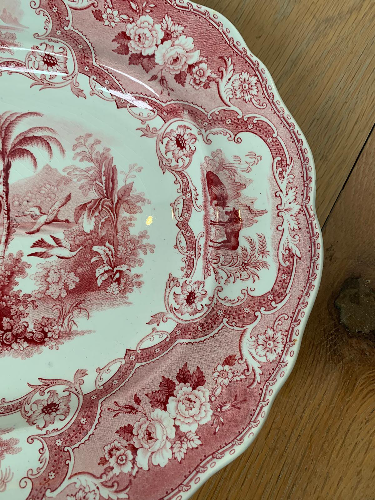 19th Century English Staffordshire Transferware Charger Columbus Pattern, Marked For Sale 7