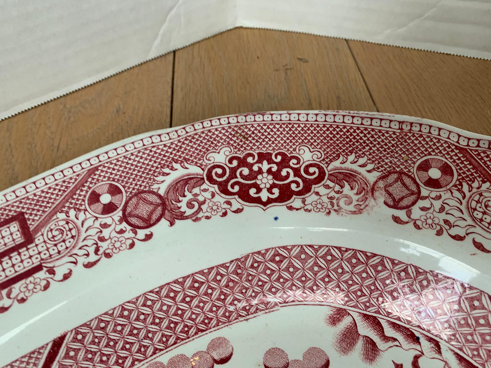 19th Century English Staffordshire Willow Pattern Charger by Davenport, Marked For Sale 4