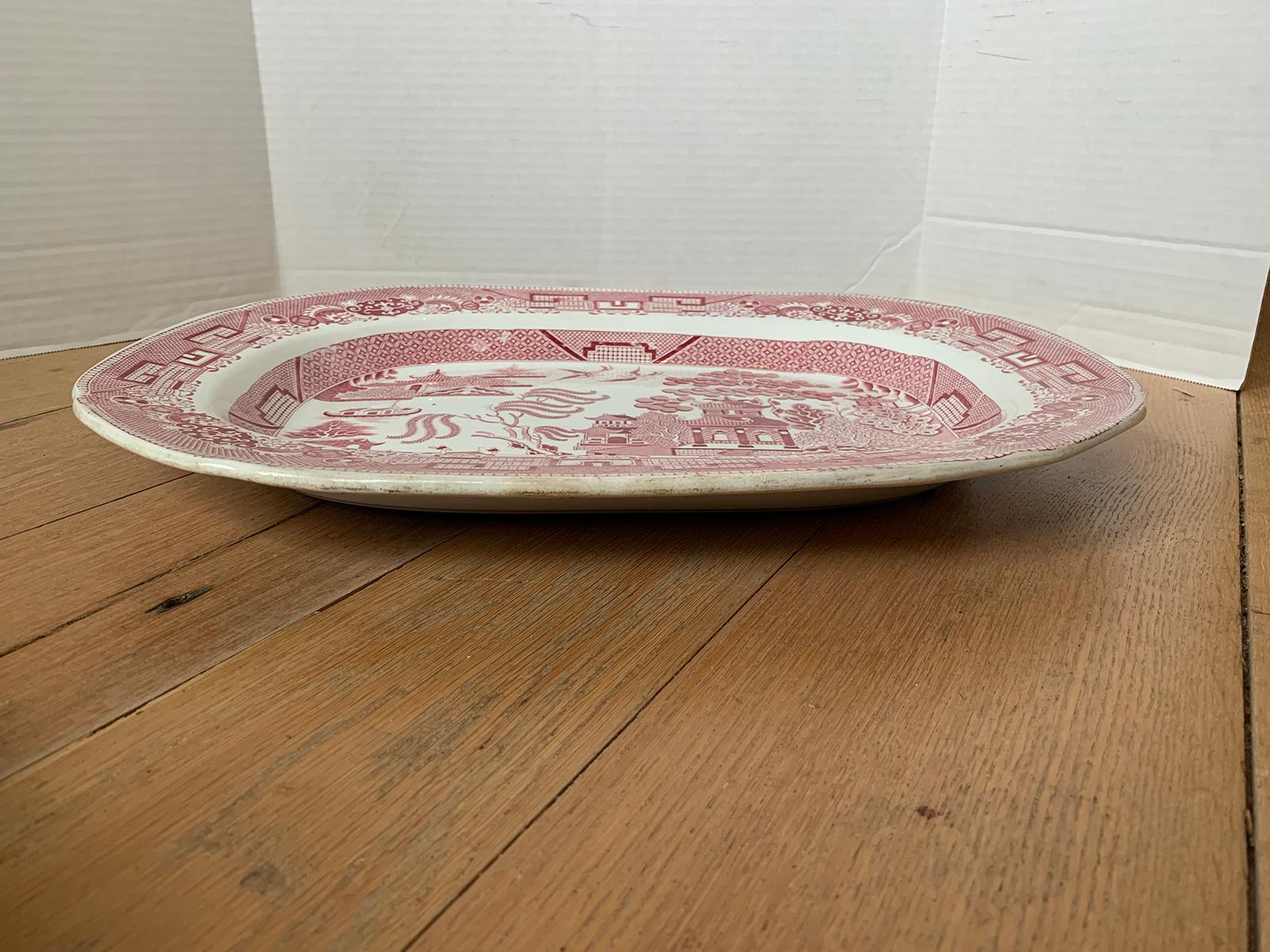 19th Century English Staffordshire Willow Pattern Charger by Davenport, Marked In Good Condition For Sale In Atlanta, GA