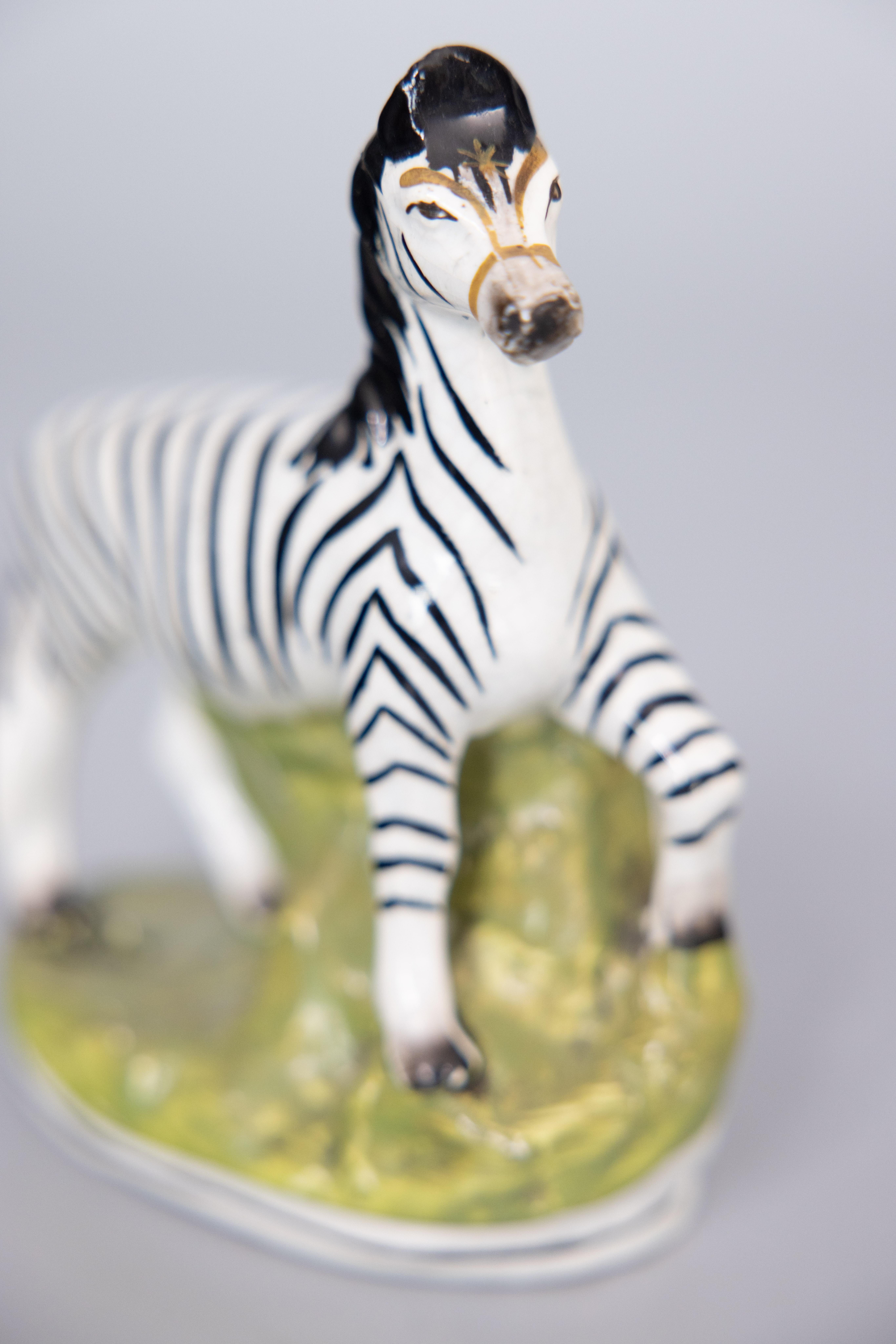 19th Century English Staffordshire Zebra Figurine In Good Condition For Sale In Pearland, TX