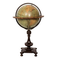 19th Century English Standing Library World Globe