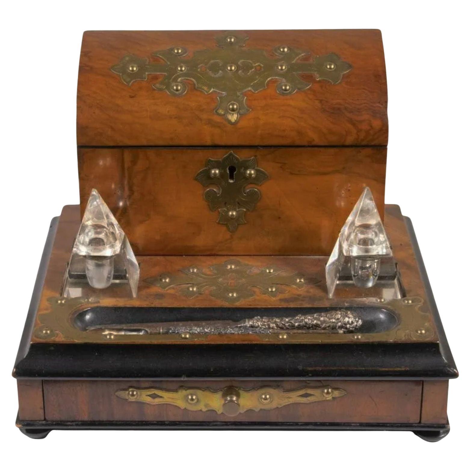 19th Century English Stationary Box & Inkstand For Sale