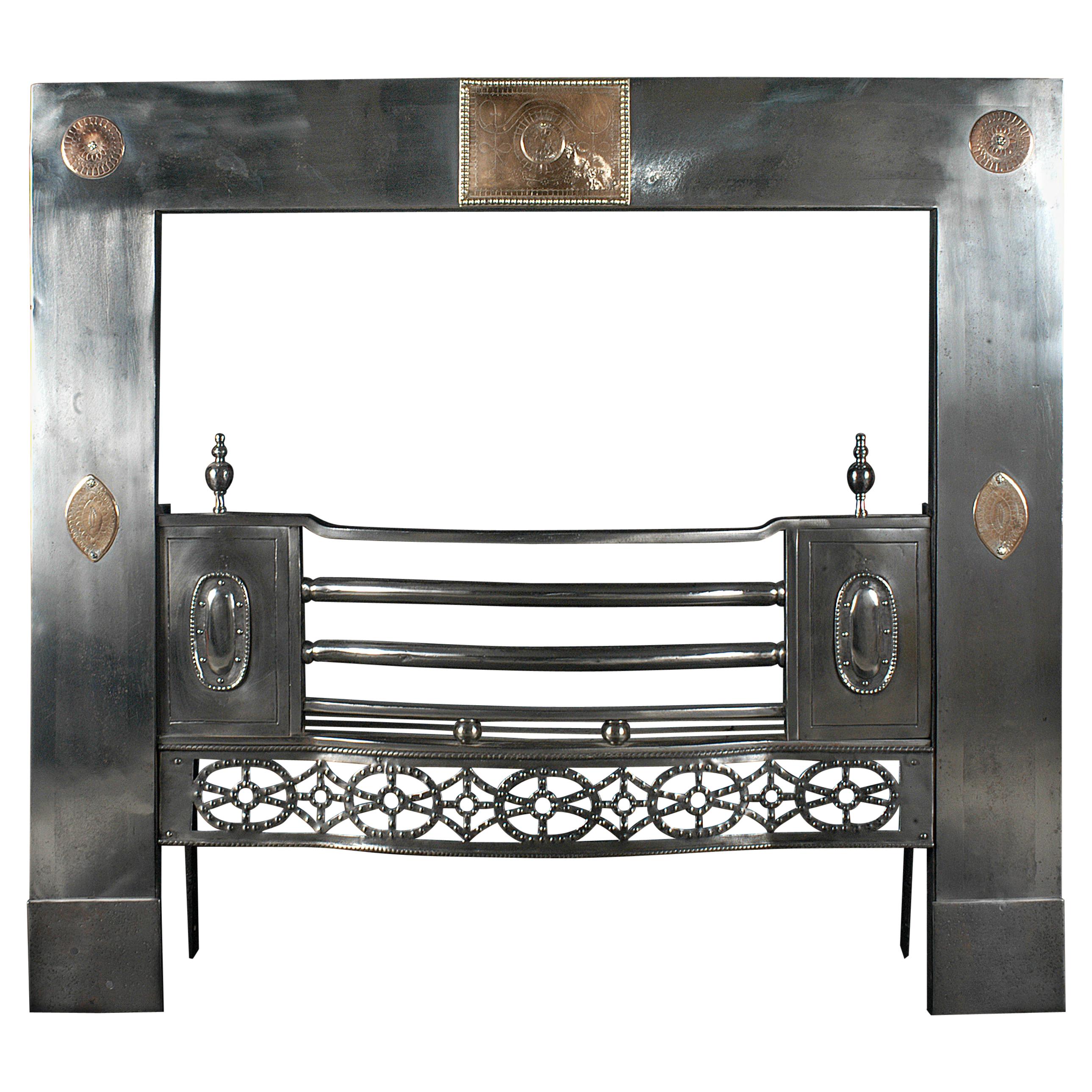 grille de registre en acier du 19ème siècle avec détails en bronze