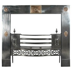 19th Century English Steel Register Grate with Gunmetal Detailing