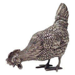Antique 19th Century English Sterling Silver Chicken