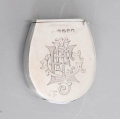 19th Century English Sterling Silver Equestrian Horseshoe Vesta Case Match Box