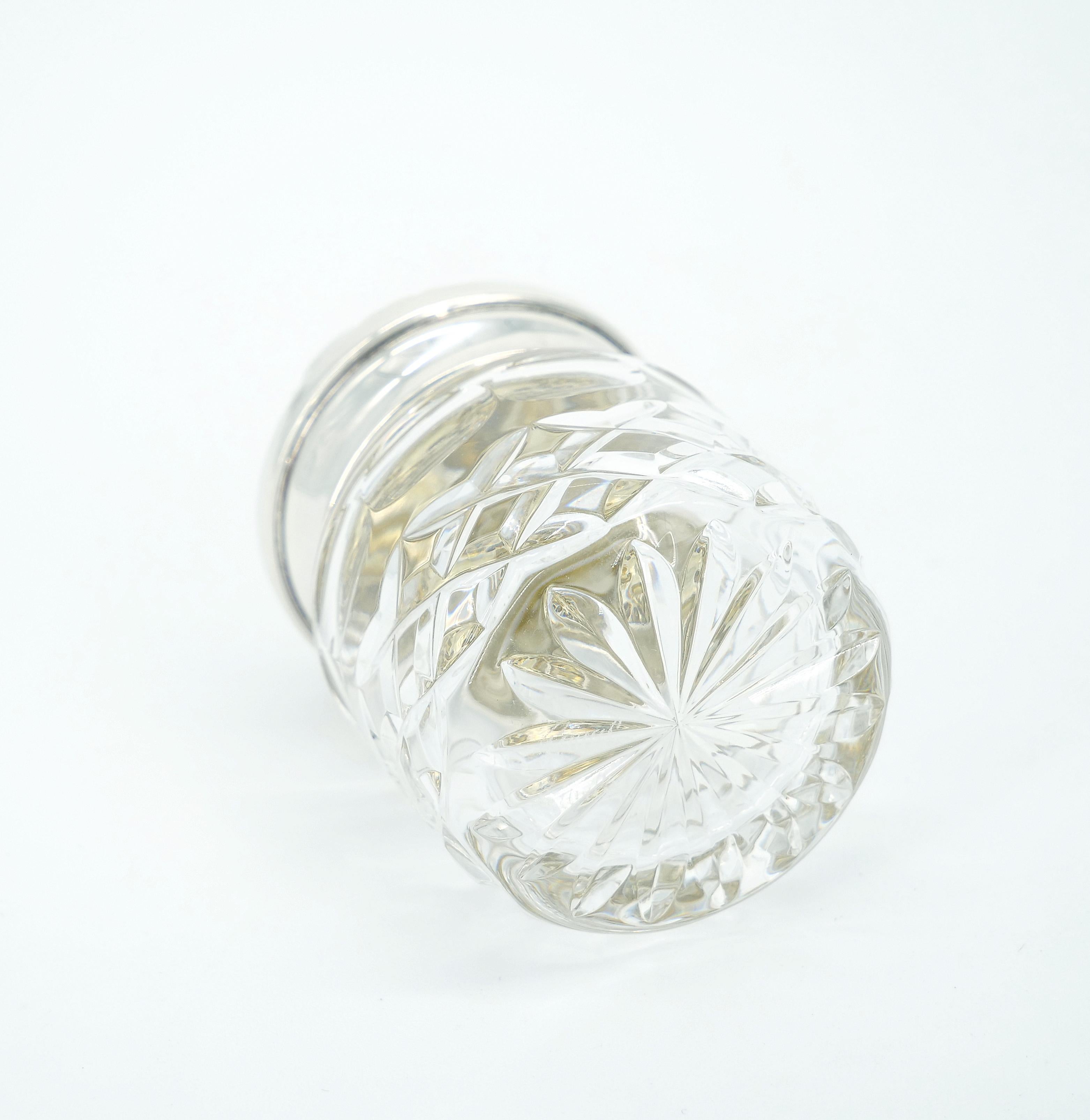 19. Jahrhundert Englisch Sterling Silber Deckel / Cut Glass Covered Piece (Gold) im Angebot